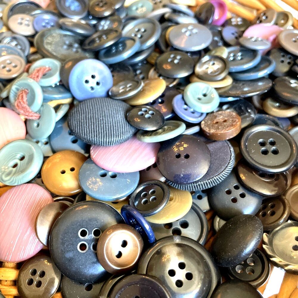 Vintage Plastic Button Lot Dark Bakelite ? Clothing Restoration Supplies